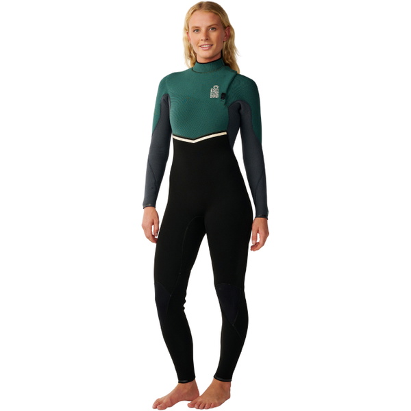 2026 Rip Curl Womens E-Bomb 4/3mm Zip Free Wetsuit 16LWFS - Dark Green